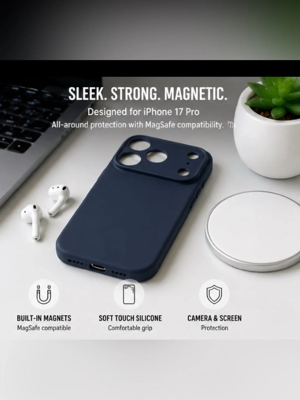 Midnight Blue Magnetic iPhone 17 Pro Case